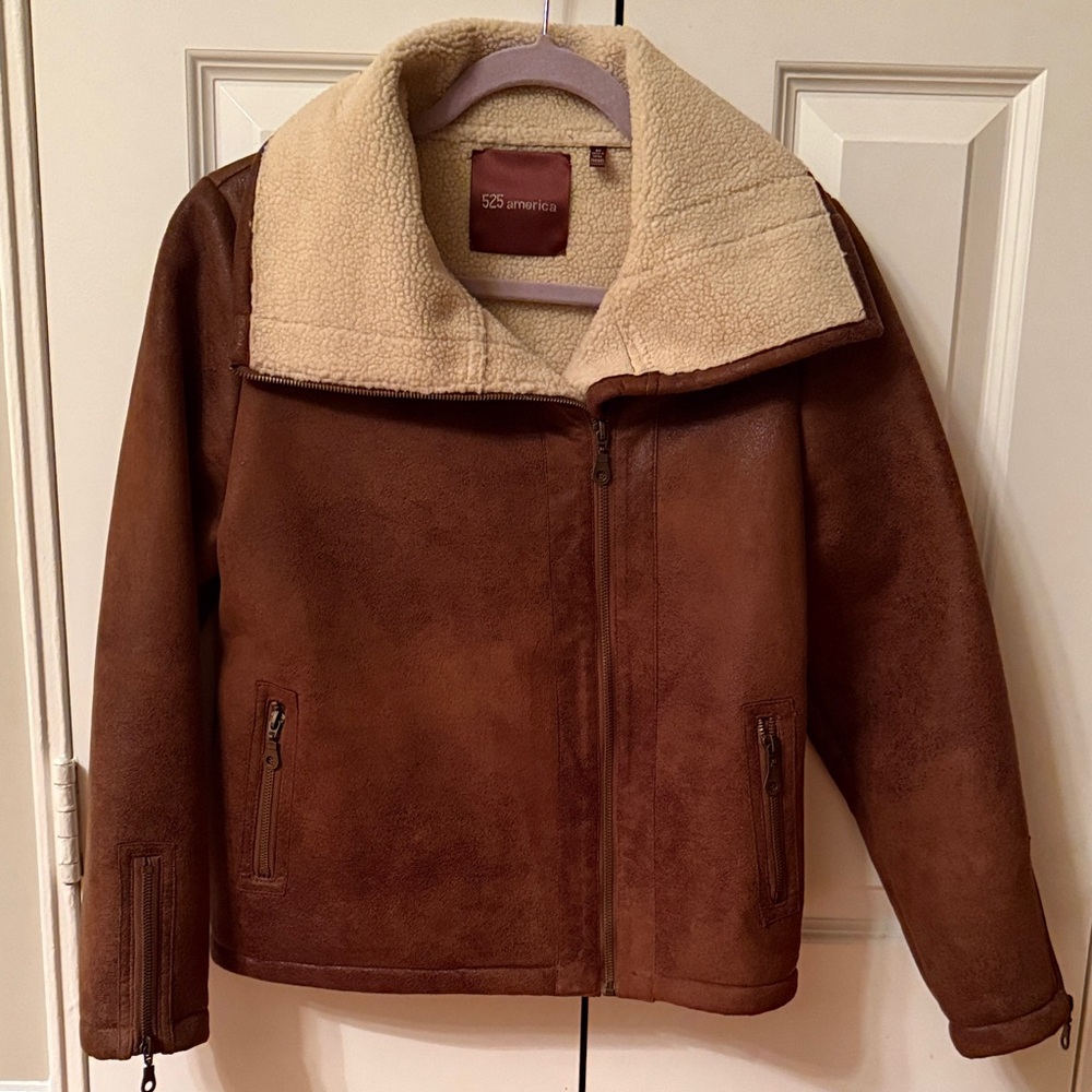 FALL JACKET!!!! 525 America Brown Sherpa Aviator Jacket